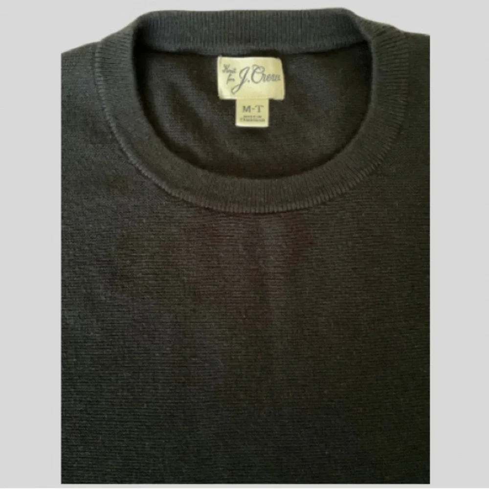 J. Crew Cotton Crewneck Sweater in Garter Stitch Black Size MT NWOT, Preppy - Picture 9 of 14